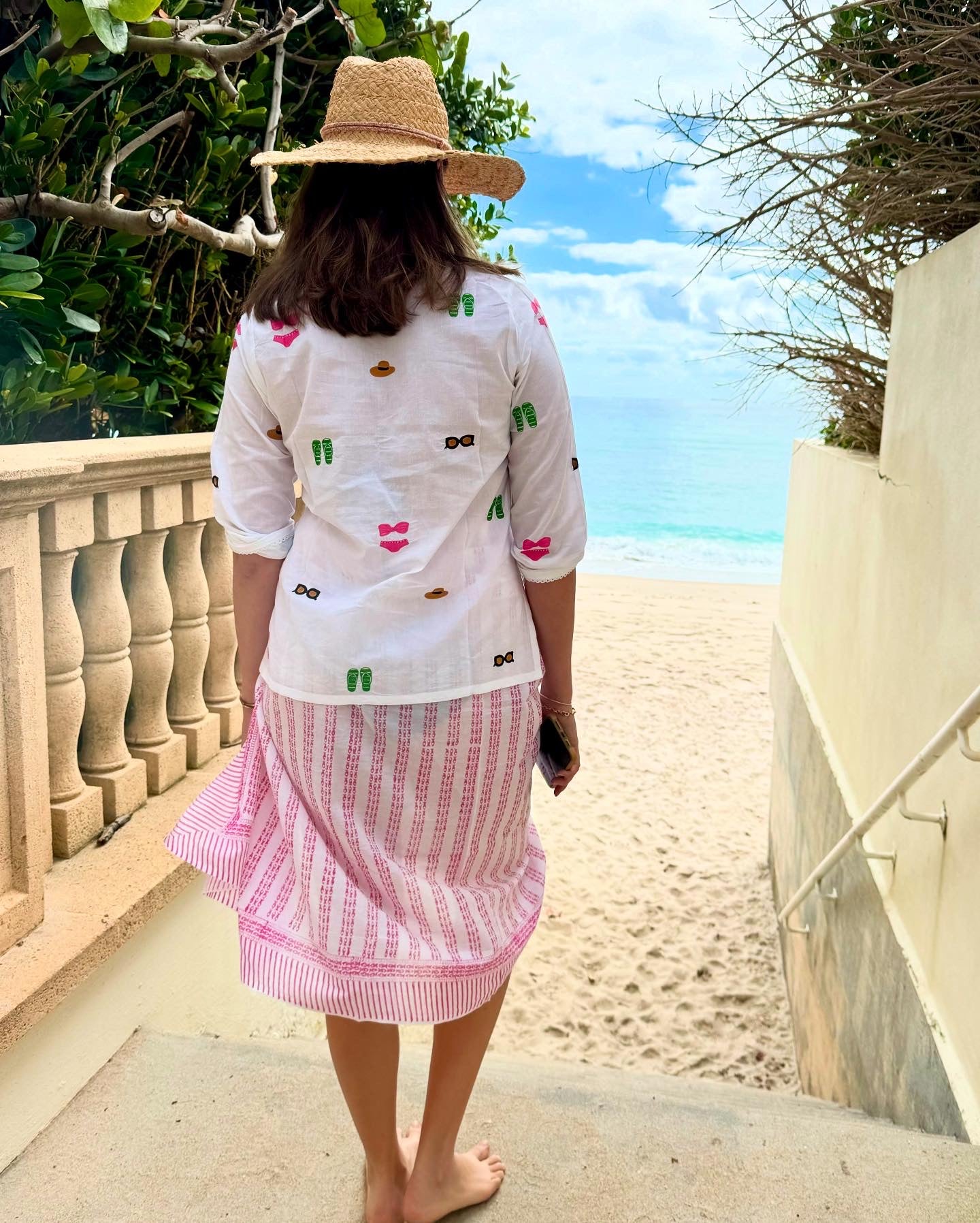 Summer Vibe Hand Embroidered Popover Shirt