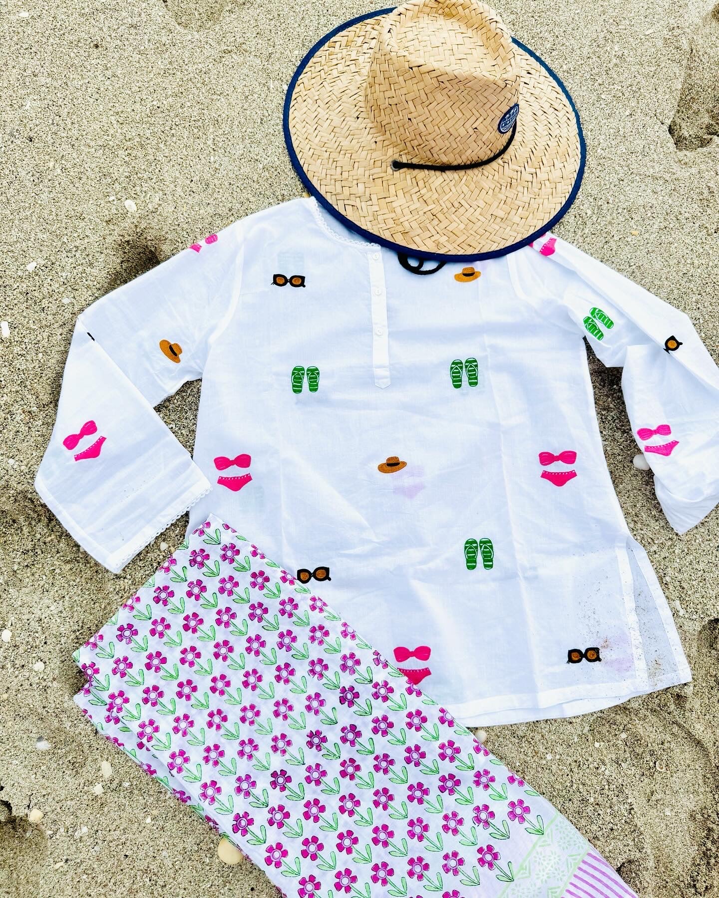 Summer Vibe Hand Embroidered Popover Shirt