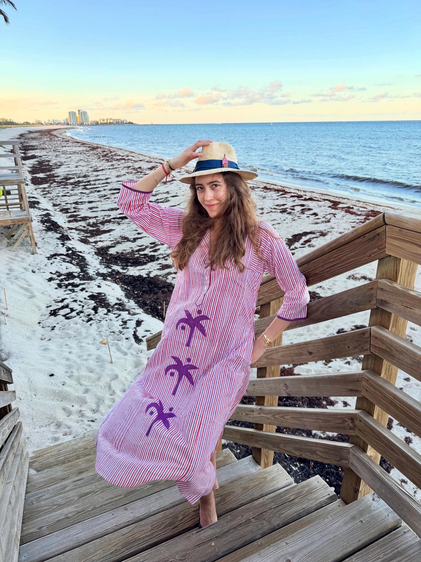 Cabana Stripe and Palm Tree Cover up