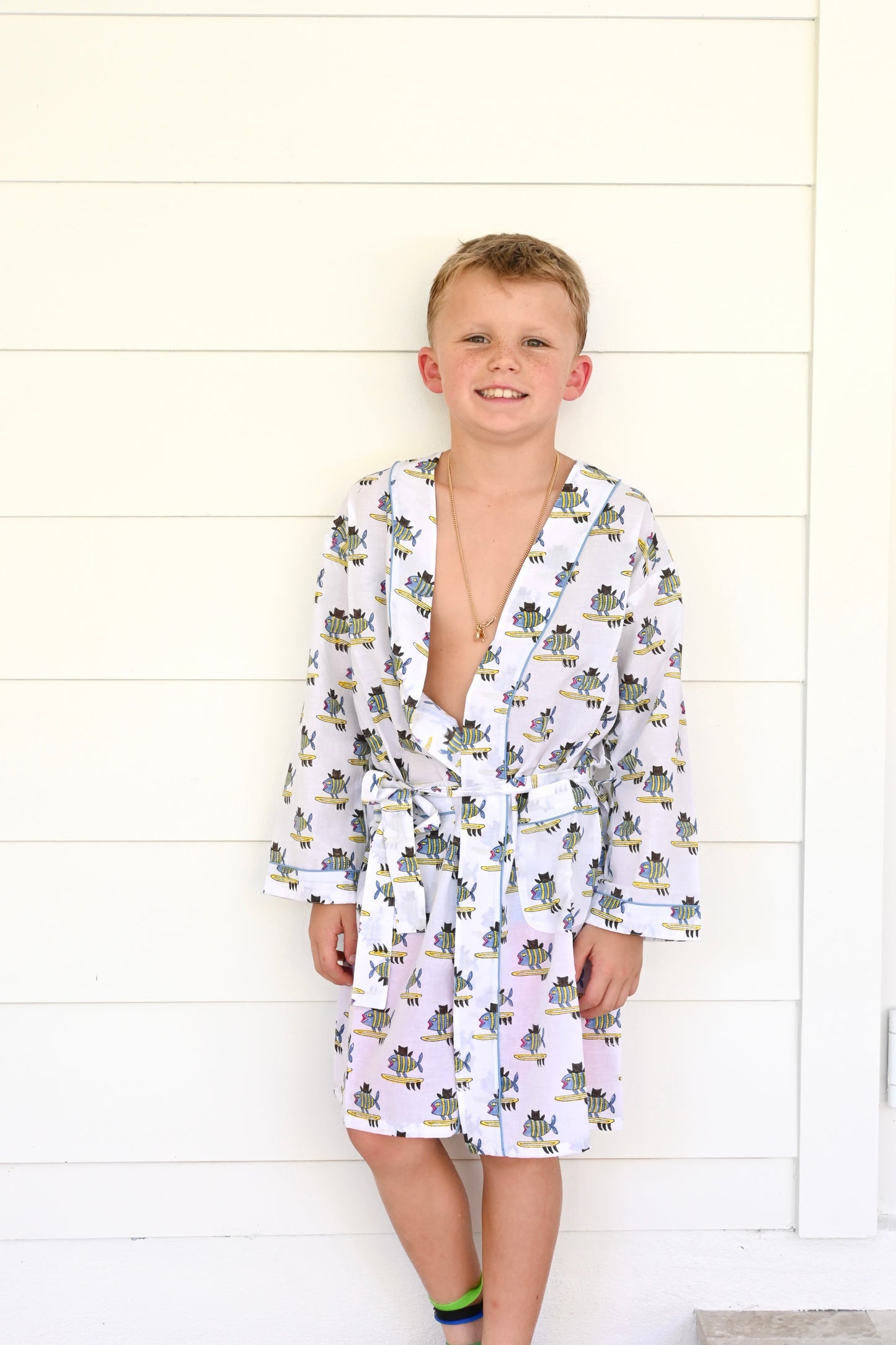 Surfing Fish Children's Unisex Cotton Robe