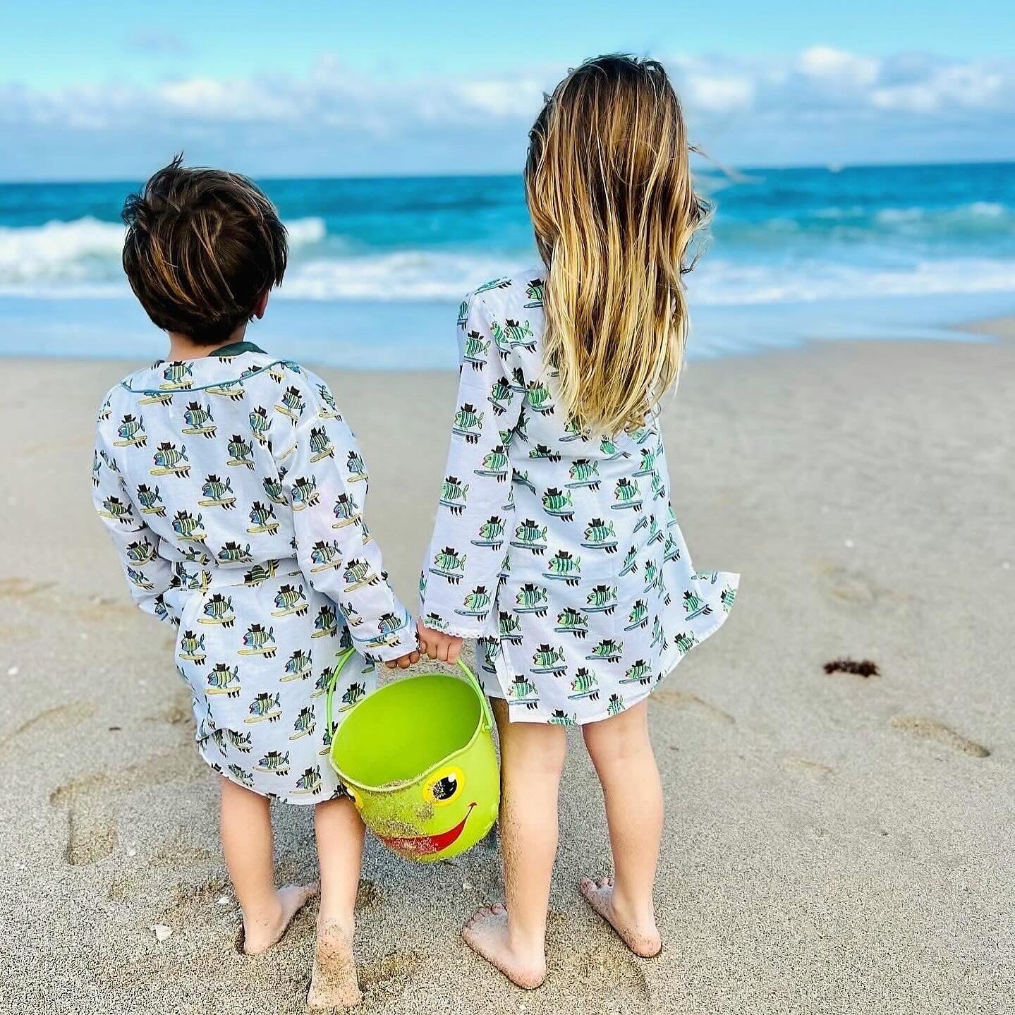 Surfing Fish Children's Unisex Cotton Robe