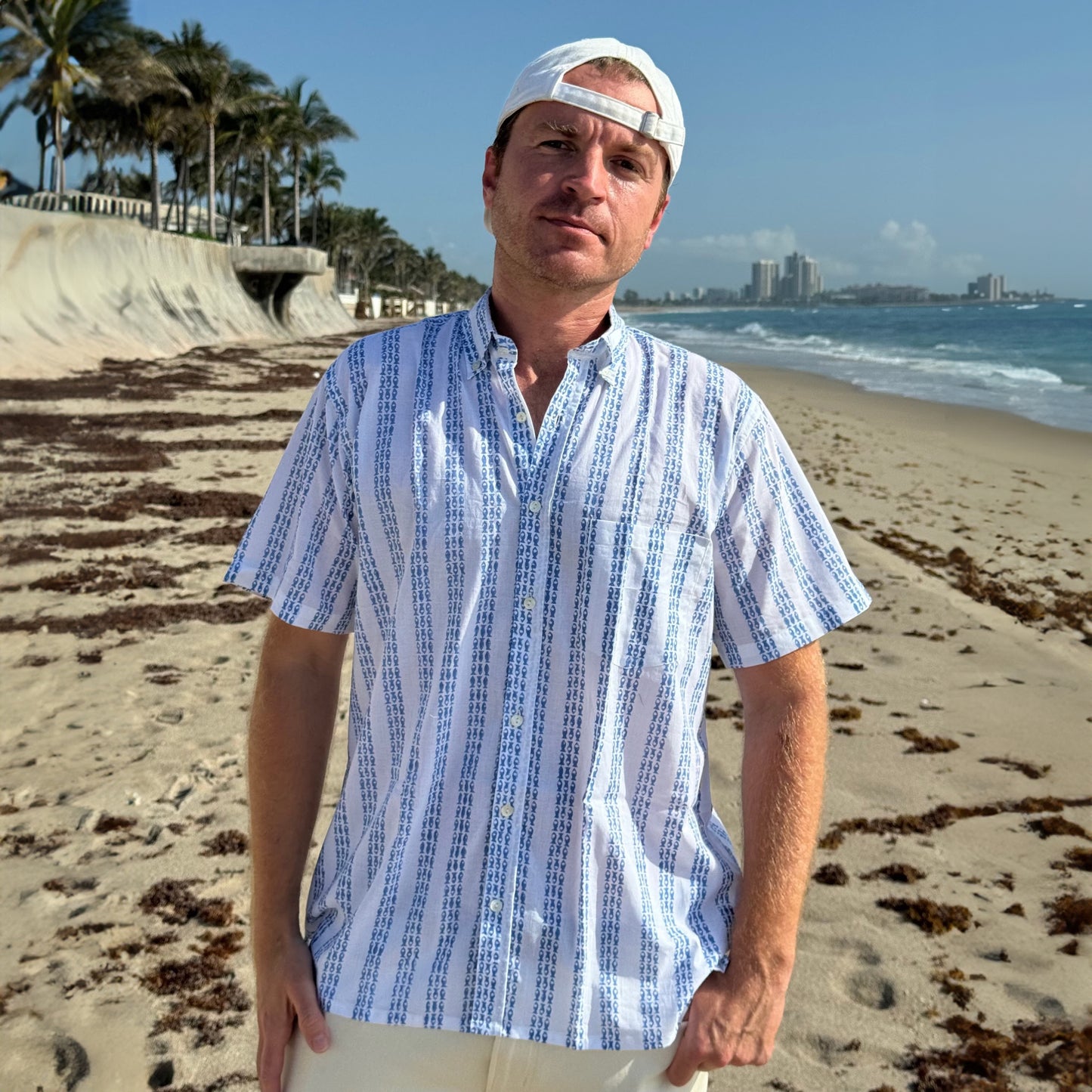 Fish Stipe Men's Short Sleeve Shirt