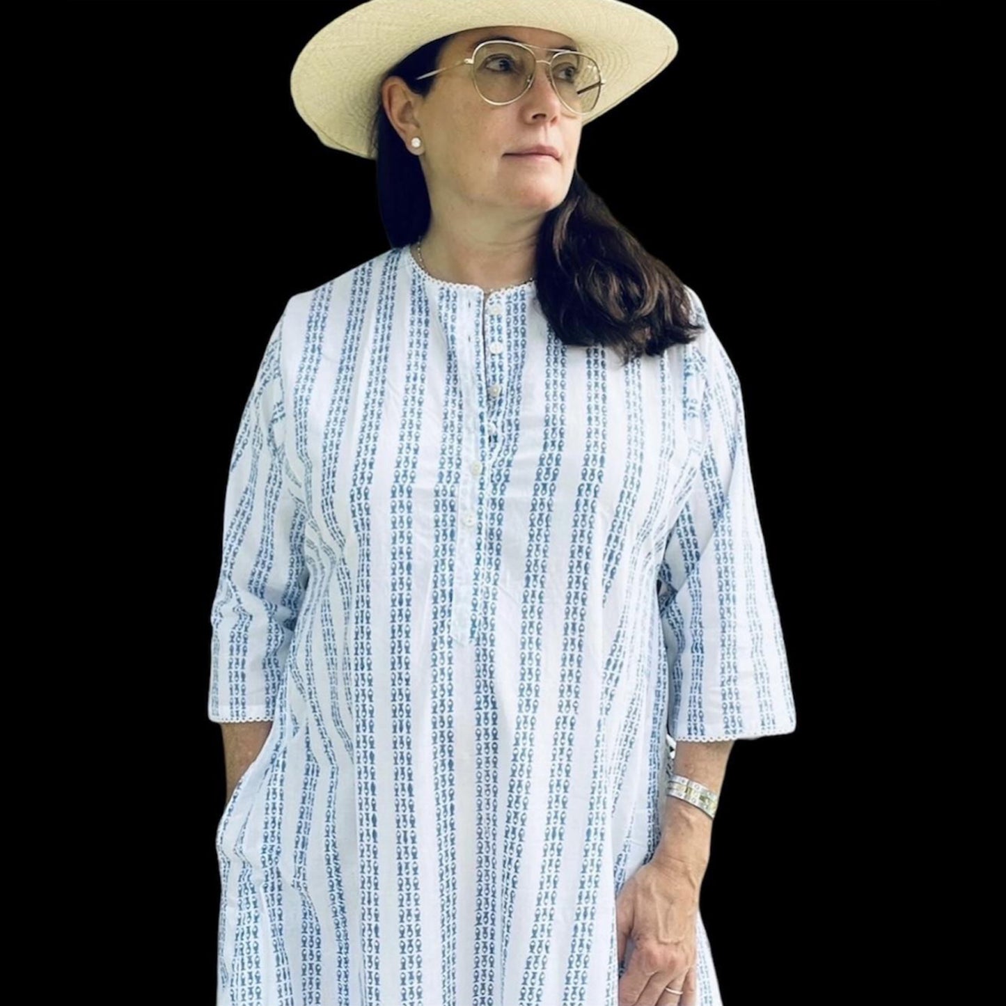 Fish Stripe Long Cover Up Kurta