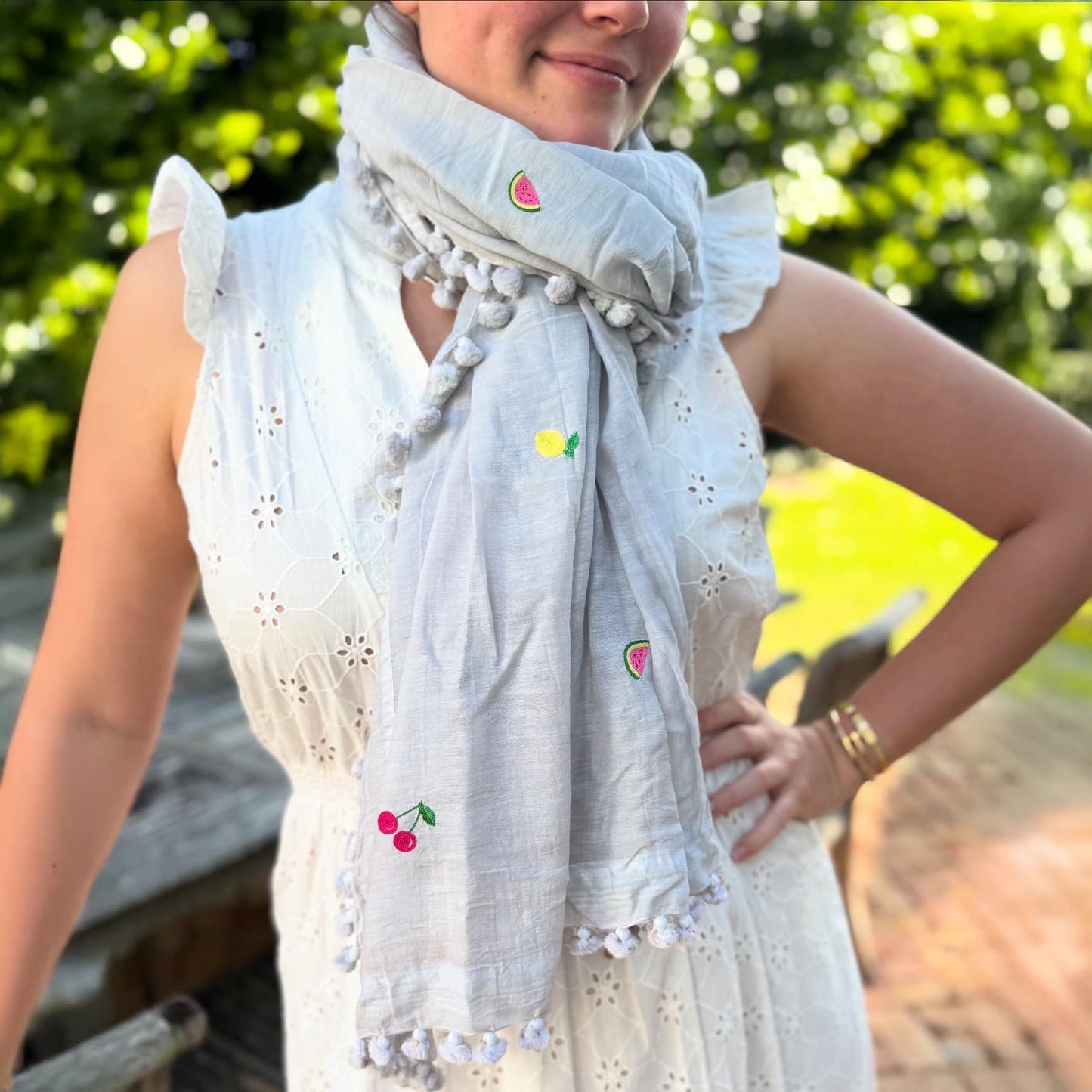 Hand Embroidered Pom Pom Wraps