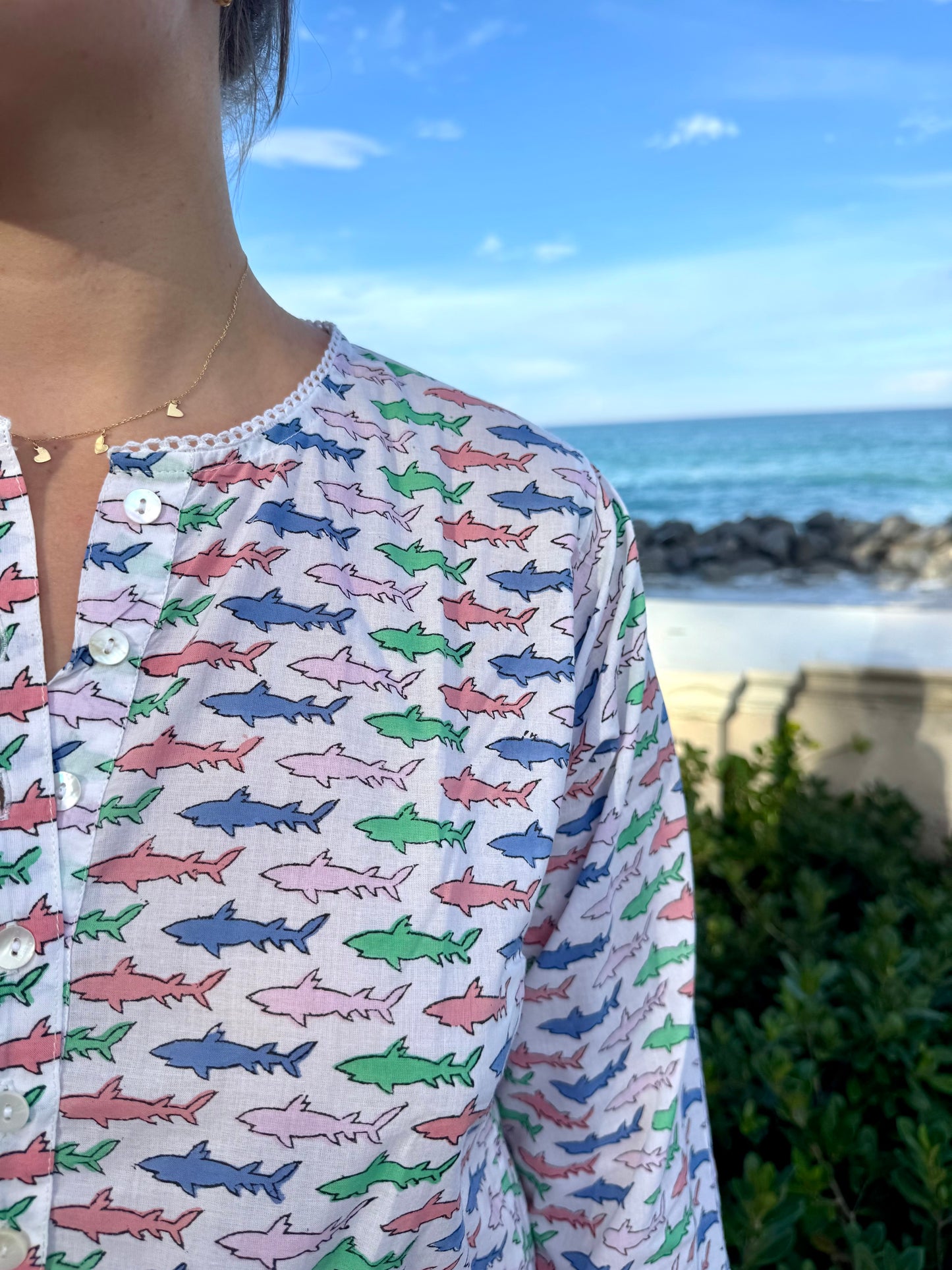 Multi Shark Cotton Cover Up
