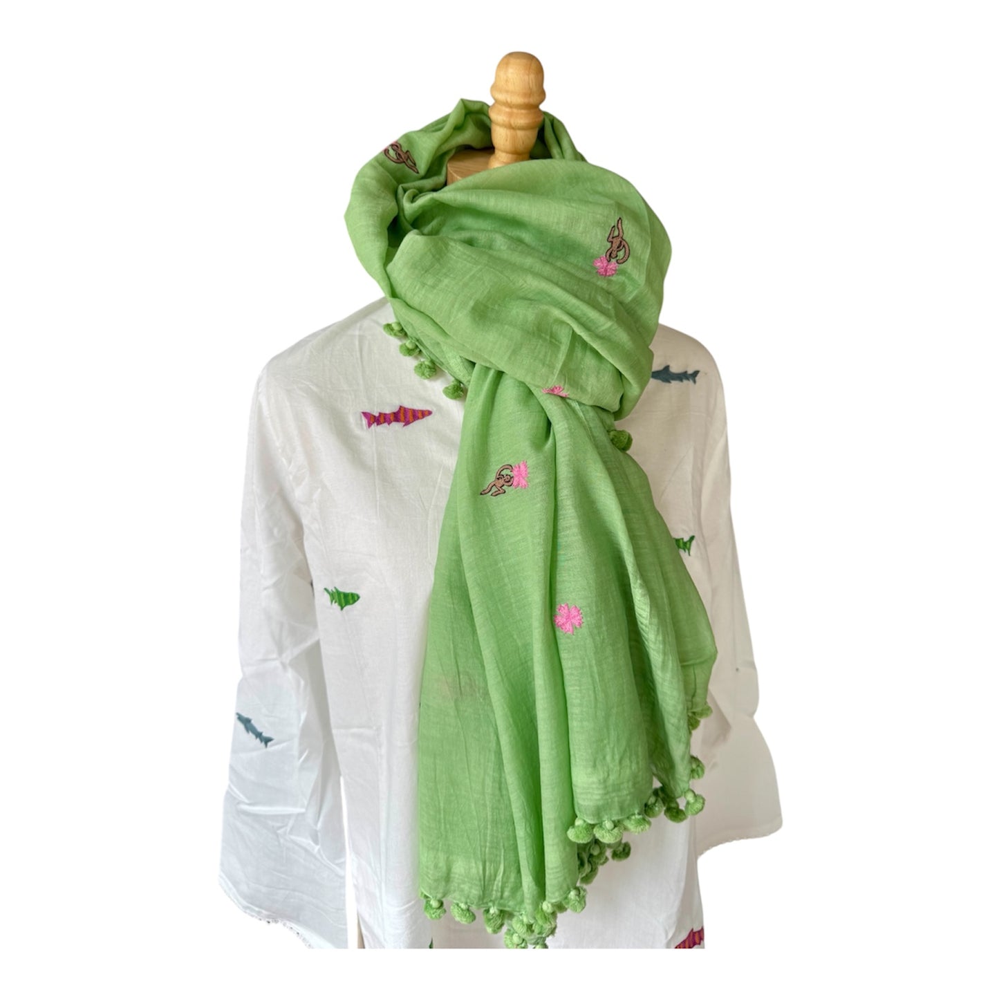 Hand Embroidered Pom Pom Wraps