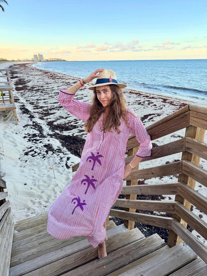 Cabana Stripe and Palm Tree Cover up