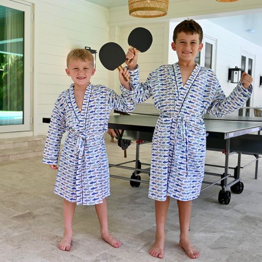 Blue Multi Shark Robe