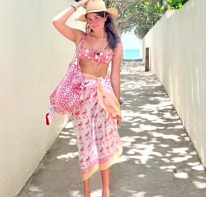 Roller Skating Flamingo Sarong