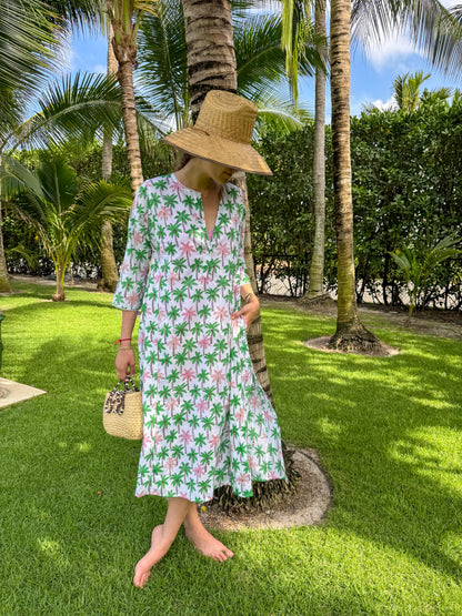 Dolphin Road Multi Palm Tree Pink Kurta