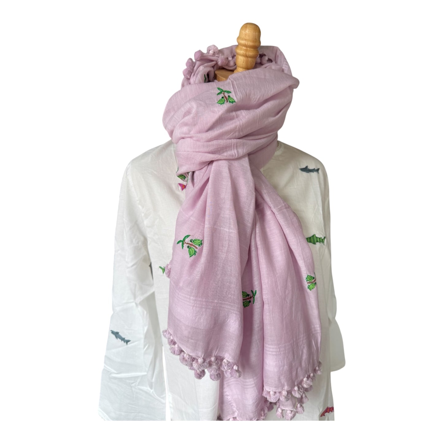 Hand Embroidered Pom Pom Wraps