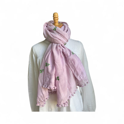 Hand Embroidered Gabbing Parrot Pom Pom Wrap