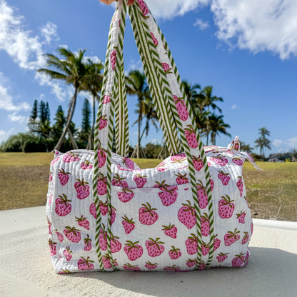 Strawberry Quilted Carry All Bag