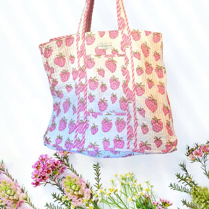 Quilted Strawberry Tote